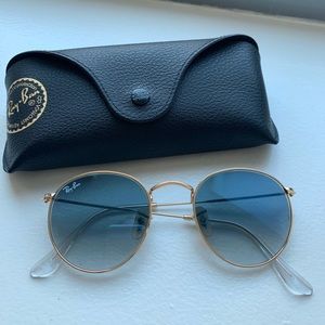 Authentic Rayban round sunglasses - gold/blue